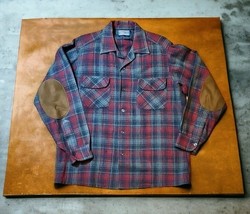 VTG 50-60s Pendleton Wool Board Shirt Red Plaid Loop Collar Flap Pockets... - $176.35