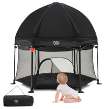 53&quot; Outdoor Baby Playpen W/ Canopy &amp; Carrying Bag Portable Play Yard Tod... - £123.24 GBP