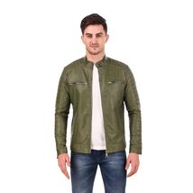 Motorcycle jacket For Leather Retail Men Solid Jacket  - £94.35 GBP