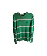 American Eagle  Outfitters Sweater  green striped  Men&#39;s Preppy  Logo si... - $11.28