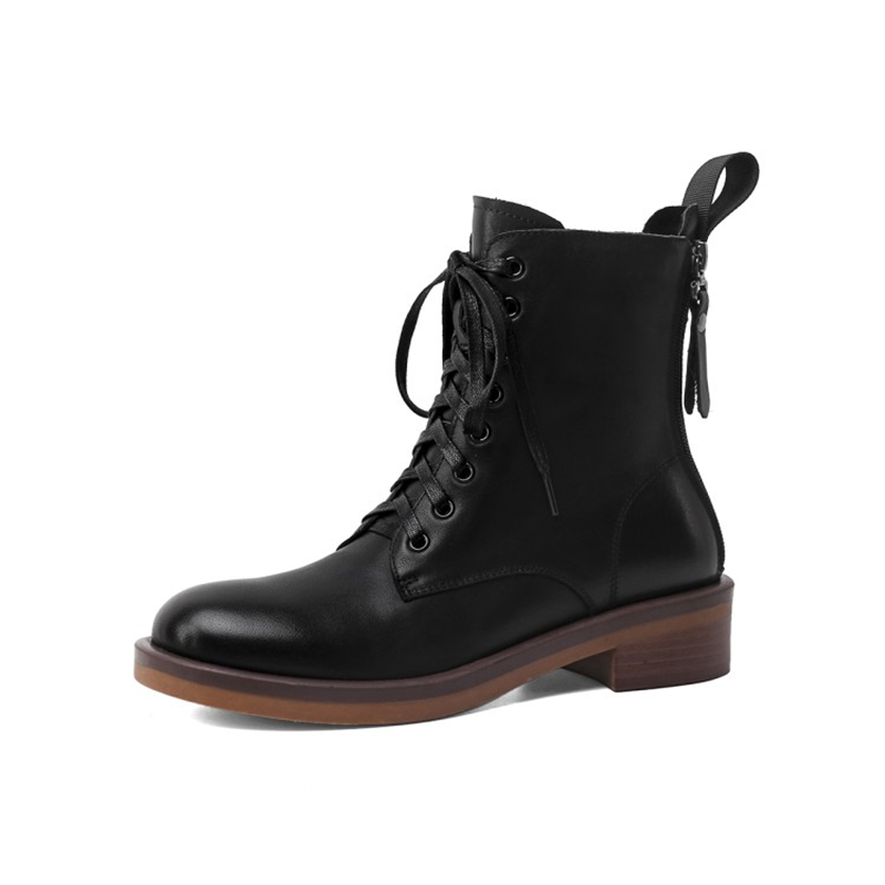 Handmade Custome Women Girls Leather Martin Boots Size 8 Black