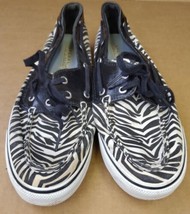 Sperry Top Sider Zebra Deck Boat Shoes Sequin Patent Leather Lace Moccasin Sz 9 - £13.39 GBP