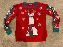 Christmas Ugly Sweater Llama wearing Glasses Women Medium  - $16.66