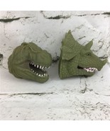 Rubber Finger Puppet Dinosaurs Lot Of 2 Triceratops Tyrannosaurus Rex - $5.93