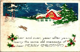 Night Cabin Scene Merry Christmas Art Deco 1922 Whitney Made DB Postcard C4 - £8.66 GBP