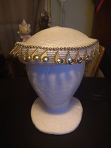 Womens Fancy Church Derby Wedding Hat White With Hanging Gold Pearls (no... - $93.95