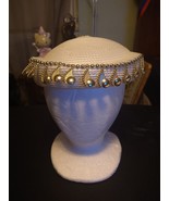 Womens Fancy Church Derby Wedding Hat White With Hanging Gold Pearls (no... - $93.95
