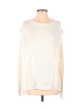 Trouve Sweater Womens Size S Ivory Fringe Embellished Knit Cotton Merino... - $9.73