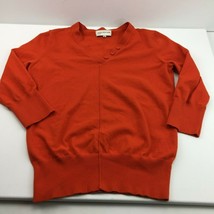 Jones New York Sport Womens Red Orange V-Neck Sweater Pullover 3/4 Sleeve Large - £27.90 GBP