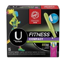 U by Kotex Fitness Tampons Compact Super Level Lot Unscented 15 ct Fitpa... - £11.35 GBP