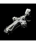 Homme 14K Plaqué or Blanc 0.50Ct Moissanite Rond Pave-Set Croix Pendenti... - $2,938.56 MXN