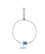 Sterling Silver Lab Created Opal Adjustable Bracelet Turtle SILVER &amp; AQU... - $64.95 CAD