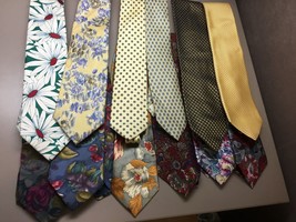 Vintage Lot of 12 Men&#39;s Designer Ties Floral and Geometric Most Silk - £23.01 GBP