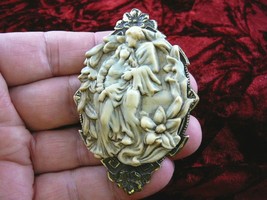 CL43-3) Romantic Lovers Man Woman Couple Cameo Ivory Pin Pendant Jewelry Brooch - £29.28 GBP