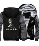 TUPAC SHAKUR 2PAC Thicken Hooded Hoodie Zipper Jacket Winter Fleece Warm... - $647.15 MXN