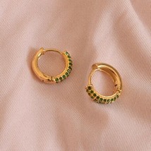 2Ct Round Cut Lab-Created Emerald Women Hoop Earrings 14k Yellow Gold Pl... - £117.35 GBP