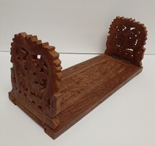 Vintage India Wood Bookends Holder Hand Carved Wooden Folding - £34.61 GBP