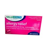 Allergy Realief 25 mg Tablet 1 blt of 36 Tablets By Value Health-New-SHI... - €4,97 EUR
