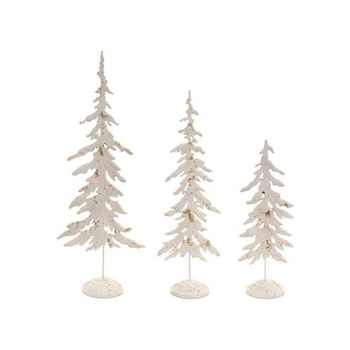 Distressed Metal Pine Tree with Gold Accents (Set of 3) - $97.48