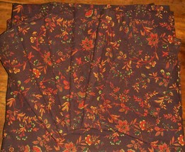 Zina Vasi 60&quot; X 104&quot; Oblong Brown Orange Green Floral Tablecloth &amp; 6 Napkins EUC - £31.26 GBP