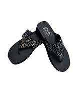 Skechers Cali Sz 10 Sandals Boho Rhinestone Black Yoga Foam Comfy Festiv... - $624.27 MXN