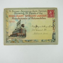Automobiles Ford Plant Detroit Michigan 20 Postcard Folder Antique 1910s RARE - £159.86 GBP
