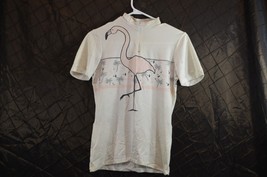Flamingo Palm Trees Design 1985 Small White Quarter Zip Shirt Vigorelli ... - £18.91 GBP