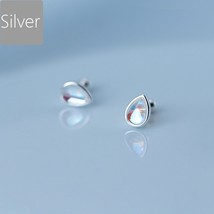 TrustDavis Real 925 Silver Synthetic Glaze Water Drop Gradient Stud Earring For  - £16.32 GBP