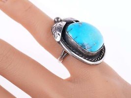 sz4.5 Vintage Navajo sterling and turquoise pear form ring - £75.17 GBP