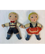 Vintage 1940s Cloth Art Dolls German Boy &amp; Girl Cut N Sew Hansel &amp; Gretel - $42.57 CAD