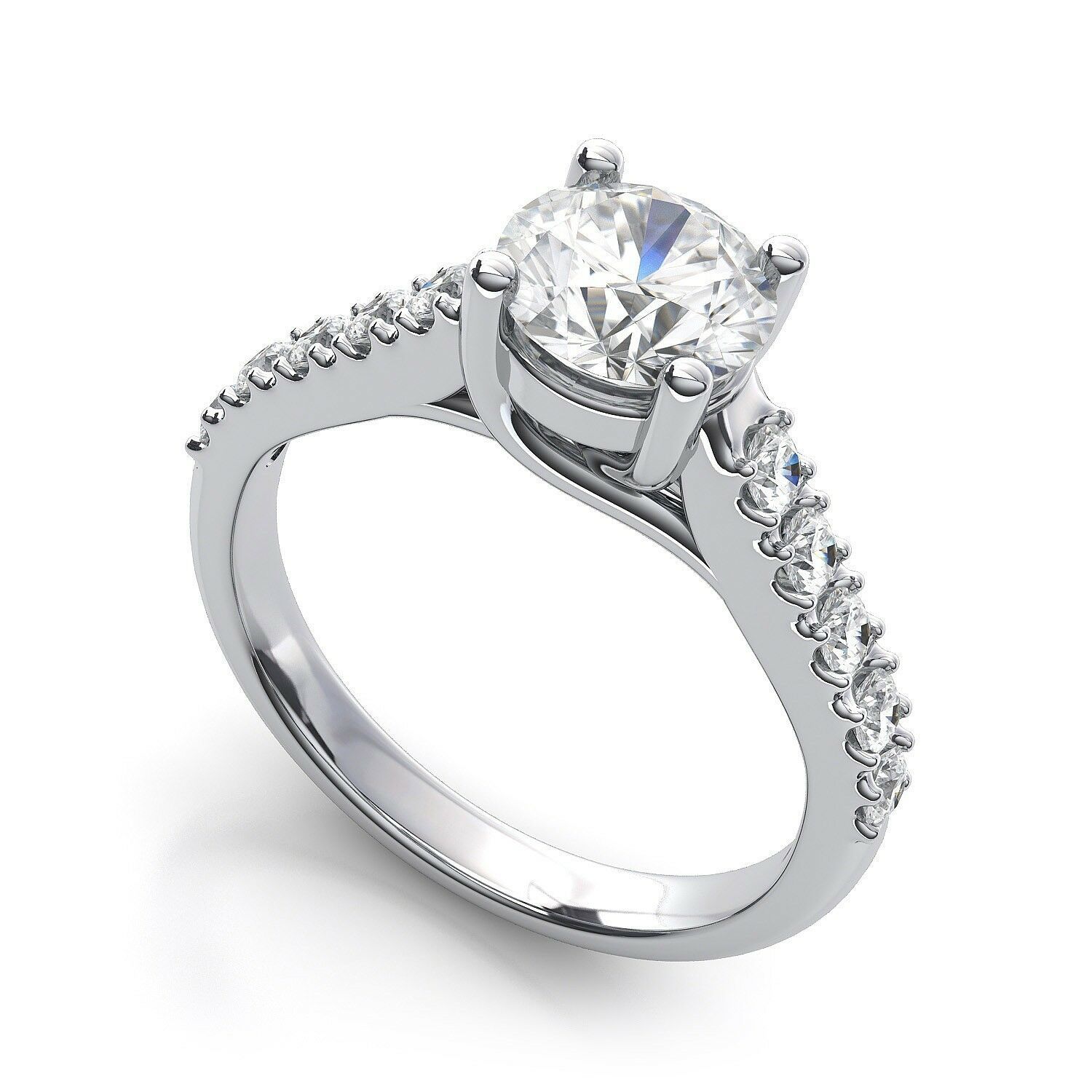 1.50CT Round Trellis Forever One Moissanite White Gold Ring With Diamonds - £1,115.02 GBP