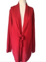 J Jill Front Tie Cardigan Sweater Womens Size M Red Long Sleeve Textured... - $18.80