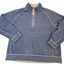 Tommy Bahama Pullover Sweatshirt Large  Reversible Beige Blue 1/4 Zip Bo... - £16.35 GBP