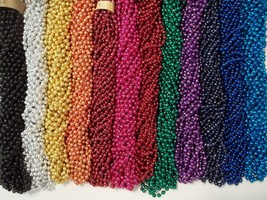 144 Choice 12 colors Mardi Gras Beads Party Favors Necklaces Metallic 12 Dozen - £29.36 GBP