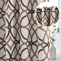 H.Versailtex Blackout Curtains Printed Design 108 Inch Length 2, Taupe And Brown - £39.36 GBP