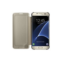 Samsung Galaxy S7 Edge Clear Semi-Opaque Flip View Case - Gold  - $72.00