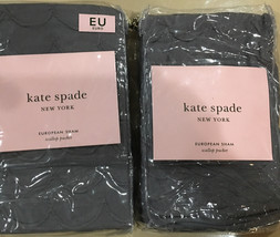 Kate Spade 2pc Puckered Euro Sham Scallop Charcoal Dash Dot Bnip Beautiful - £65.79 GBP
