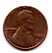 1982 D Lincoln Memorial Penny - Circulated - About Good - $5.99