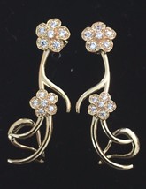 nOir Gold Pl. Cubic Zirconia Crystal Dorothea Flower Drop Dangle Stud Ea... - $421.40 MXN