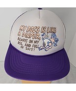 Vintage My Boss Is Like A Diaper Trucker Mesh Hat Snapback Funny Novelty... - $10.09