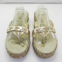 Sam Edelman Thong Platform Sandal Silver/Gold Leather Woven Jute-Women&#39;s... - $19.00