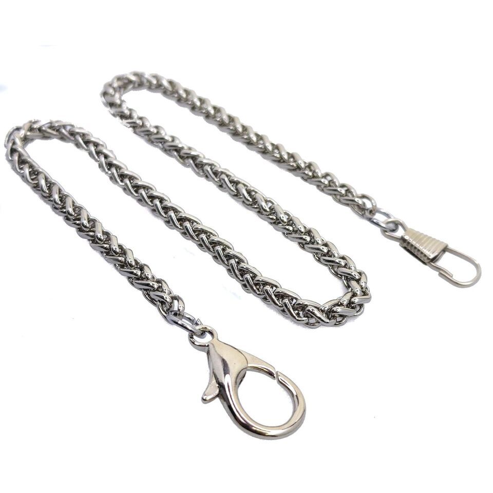 Pocket Watch Chain Silver Spiga Wheat Chain Albert Chain with Lobster Cl... - $13.99