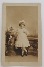 Vintage Photo Postcard Little Girl in White Dress AZO stamp mark  1918-1930 - £9.48 GBP