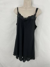 Morgan Taylor Intimates Womens 2 Piece L Black Shear Robe Nightie Linger... - $25.84