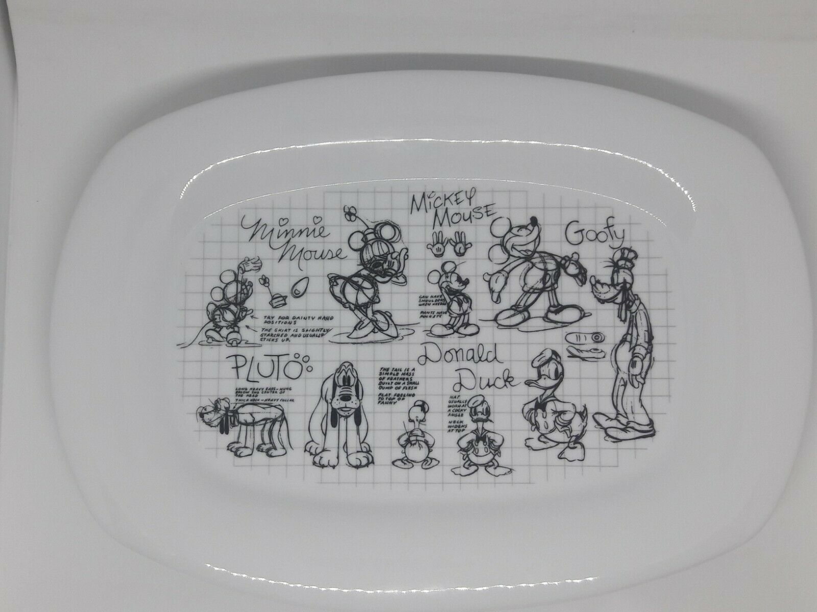 Disney Sketchbook Serving Tray Mickey Mouse & Friends Sketch Plate 13.5” - $33.35