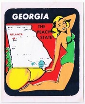 Vintage Georgia Decal Peach State Risque Pin Up Girl Map - £2.21 GBP