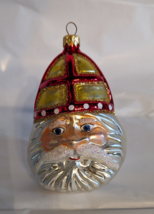 Radko Santa Head w/ Red Gold Bishop Hat Christmas Ornament Holiday Mercu... - $15.44