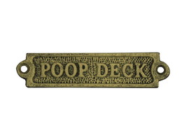 [Pack Of 2] Rustic Gold Cast Iron Poop Deck Sign 6&quot; - £33.45 GBP