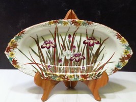 Antique A A Vantine &amp; Company Japanese Porcelain Hand Painted Dish Bowl Iris - £85.69 GBP
