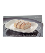 Vintage Godinger Porcelain Bread Tray with Silver Finish Serving Rack - $12.59 CAD